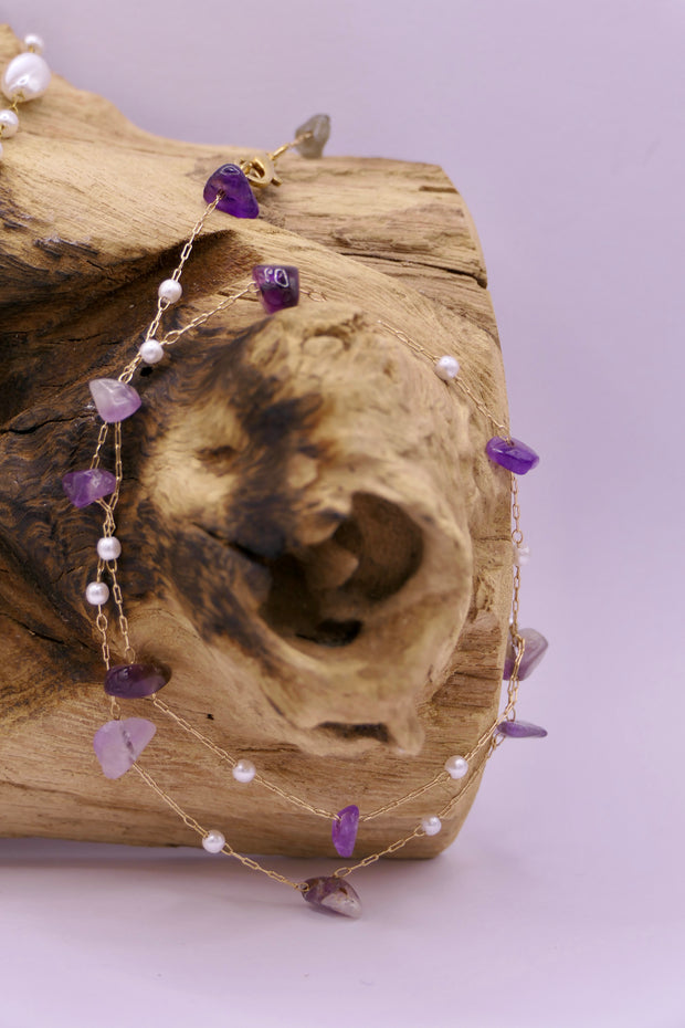 Amethyst chain necklace