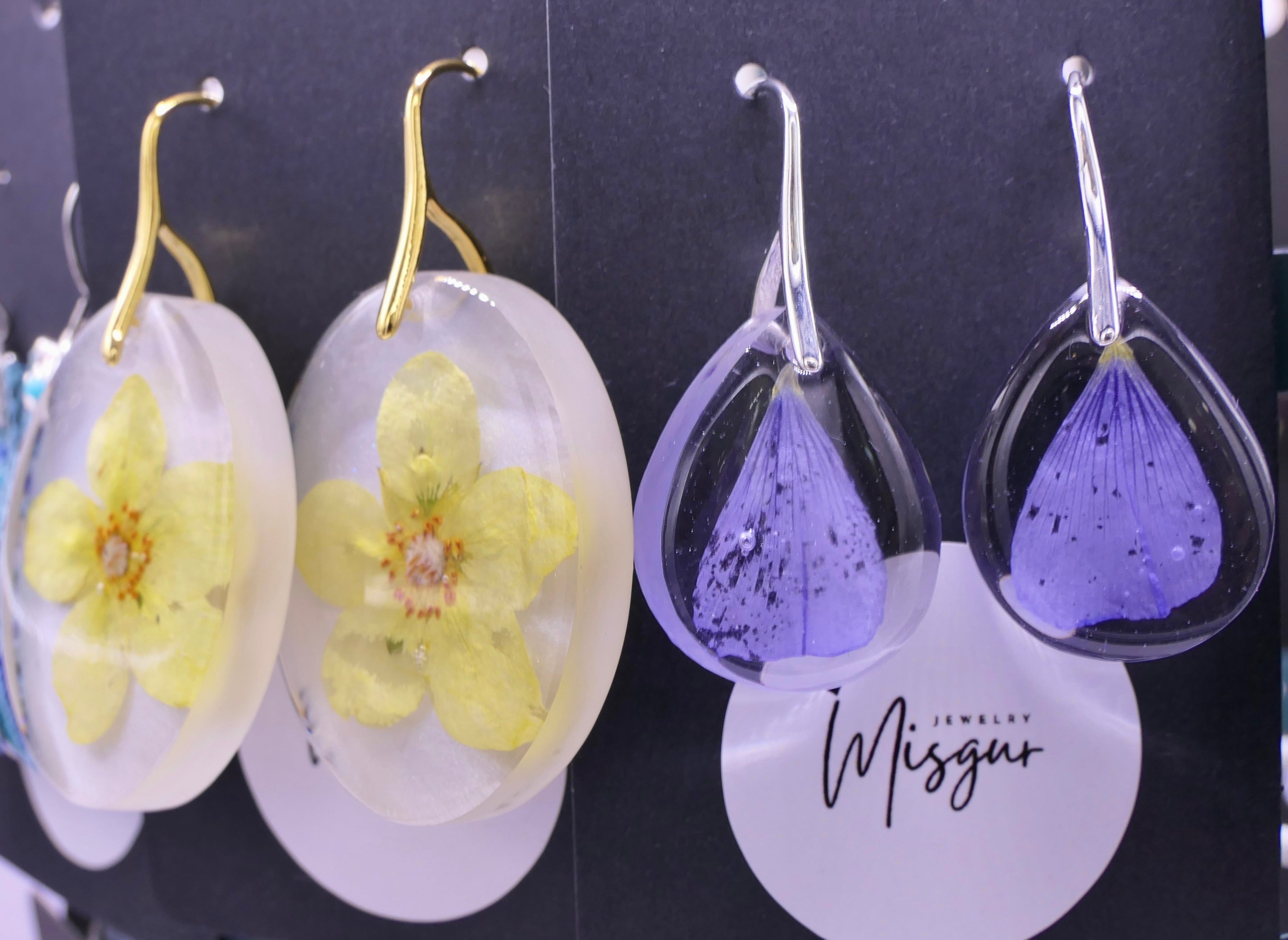 Yellow buttercup flowers earrings