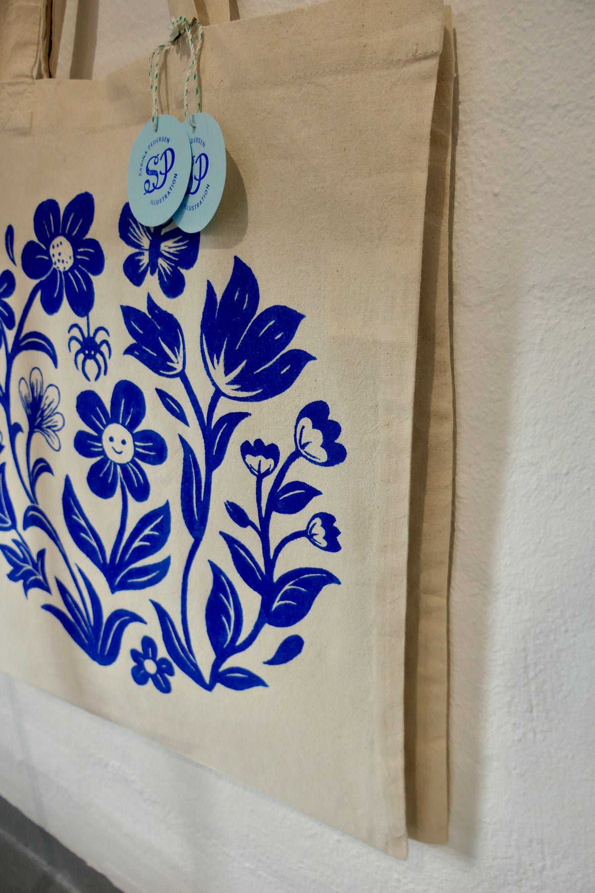 Blue flower Lino print | Tote bag