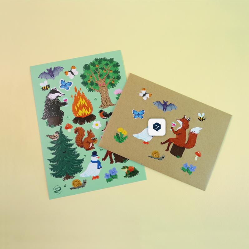 Forest-themed sticker sheet