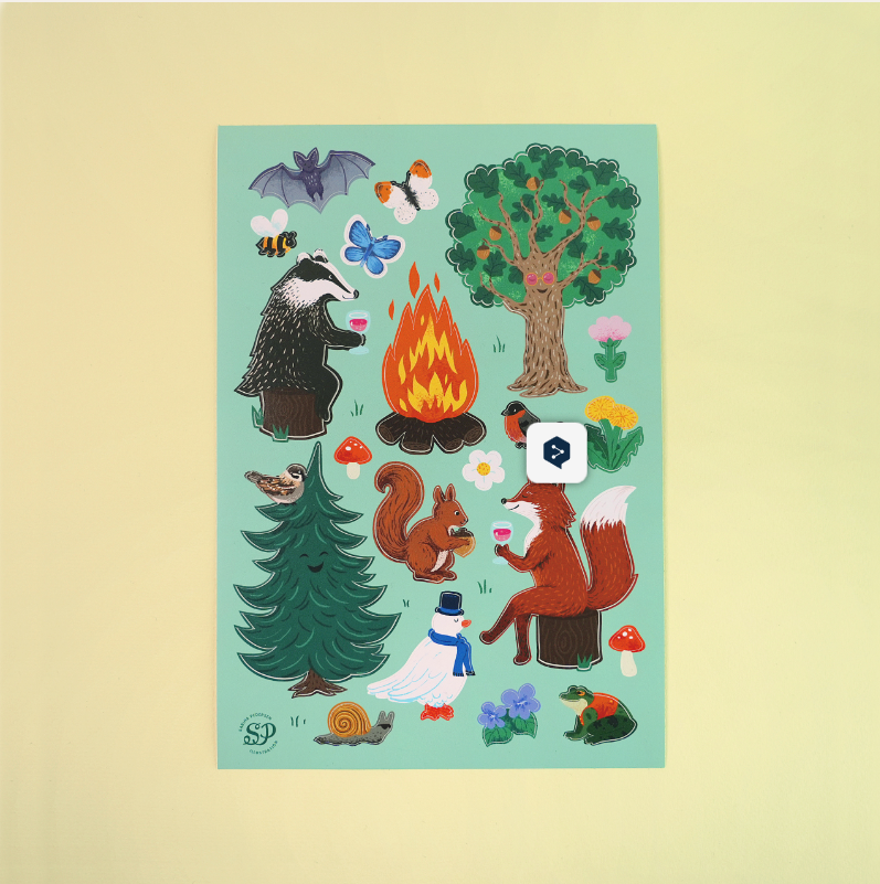 Forest-themed sticker sheet