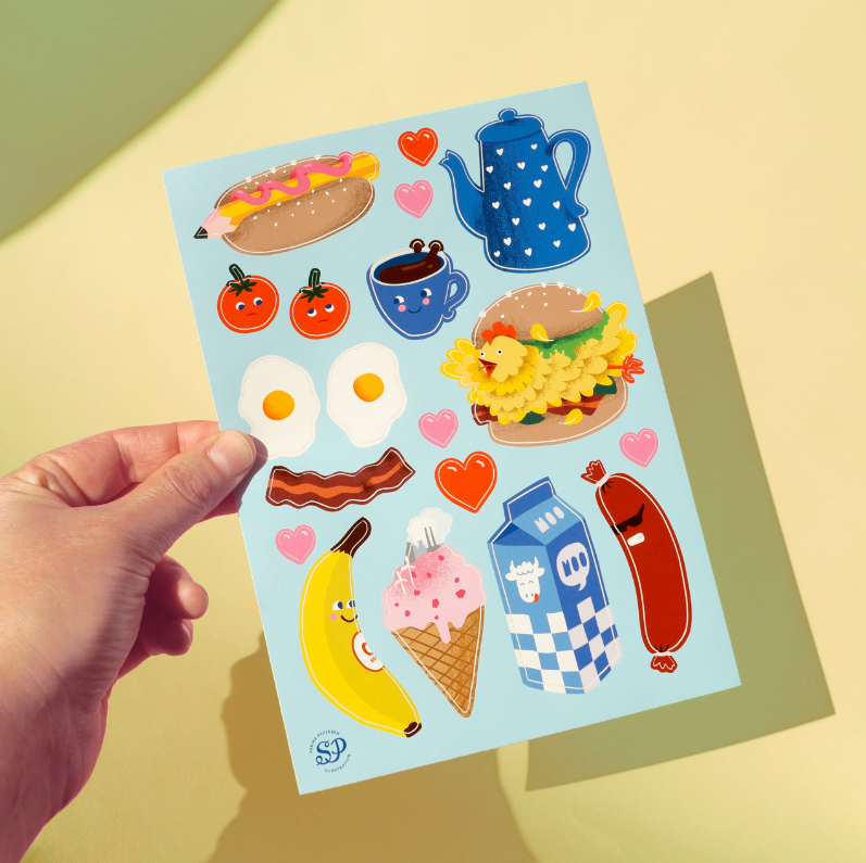 Food-themed sticker sheet