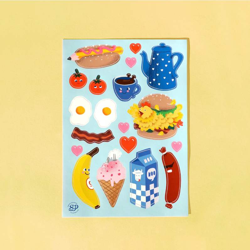 Food-themed sticker sheet