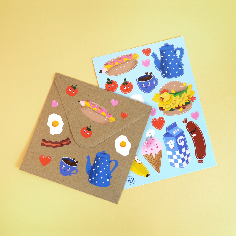 Food-themed sticker sheet
