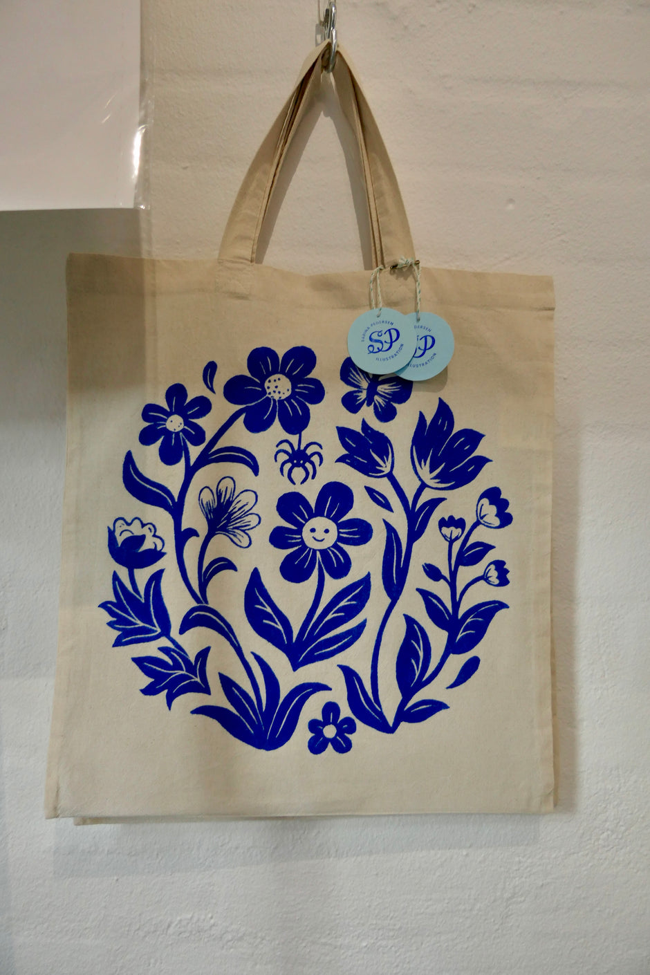 Blue flower Lino print | Tote bag