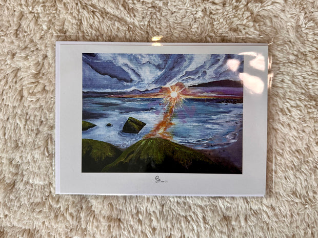 Green sunrise | Greeting card