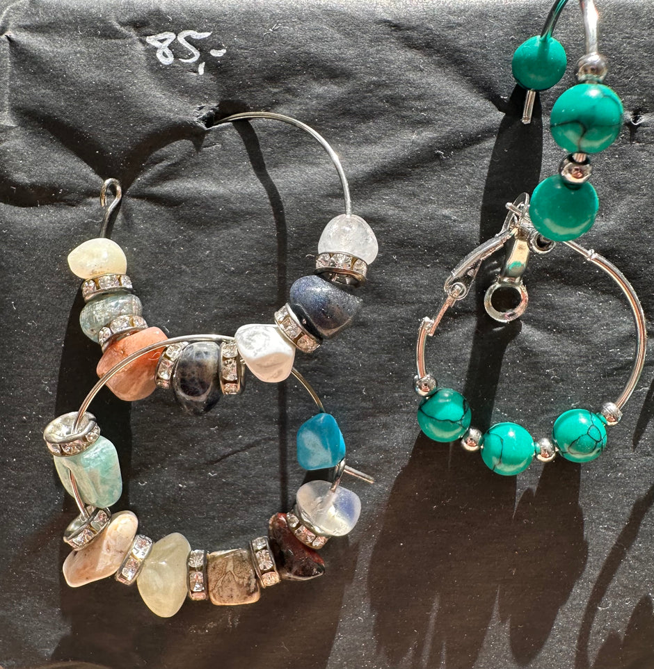 Central Asian stones & rhinestone sparkle Earrings