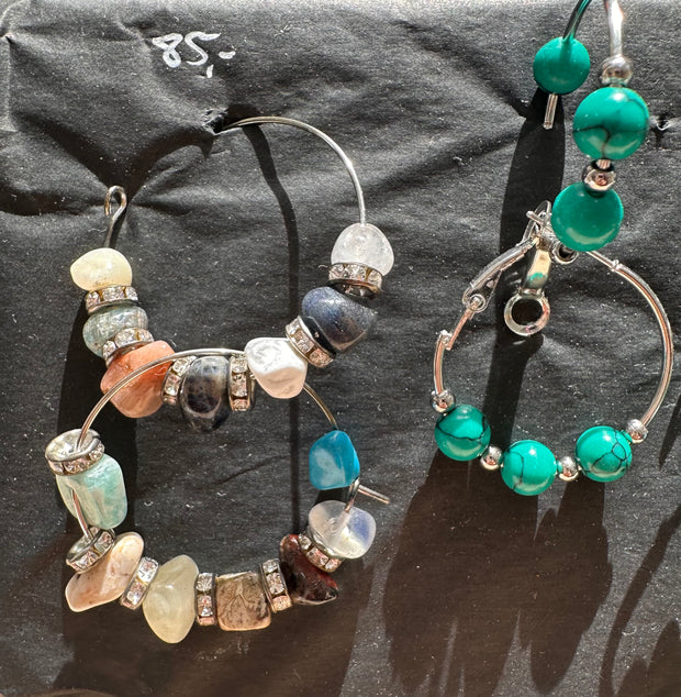Central Asian stones & rhinestone sparkle Earrings