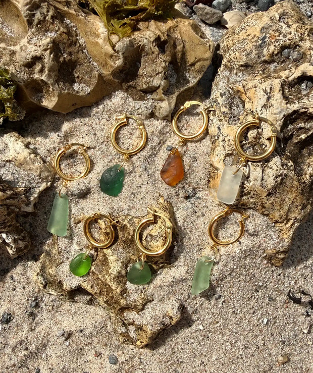 Sea Glass, Gold | Single Earrings