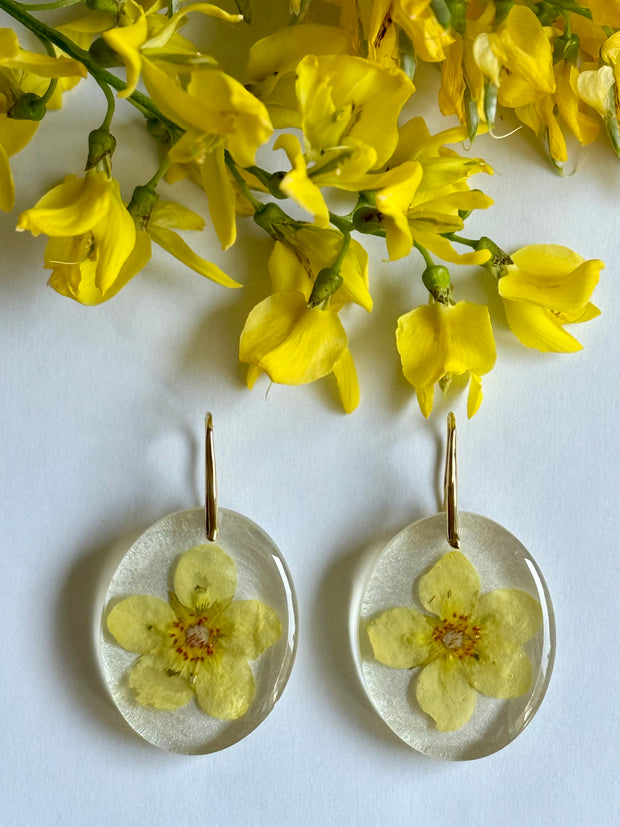 Yellow buttercup flowers earrings